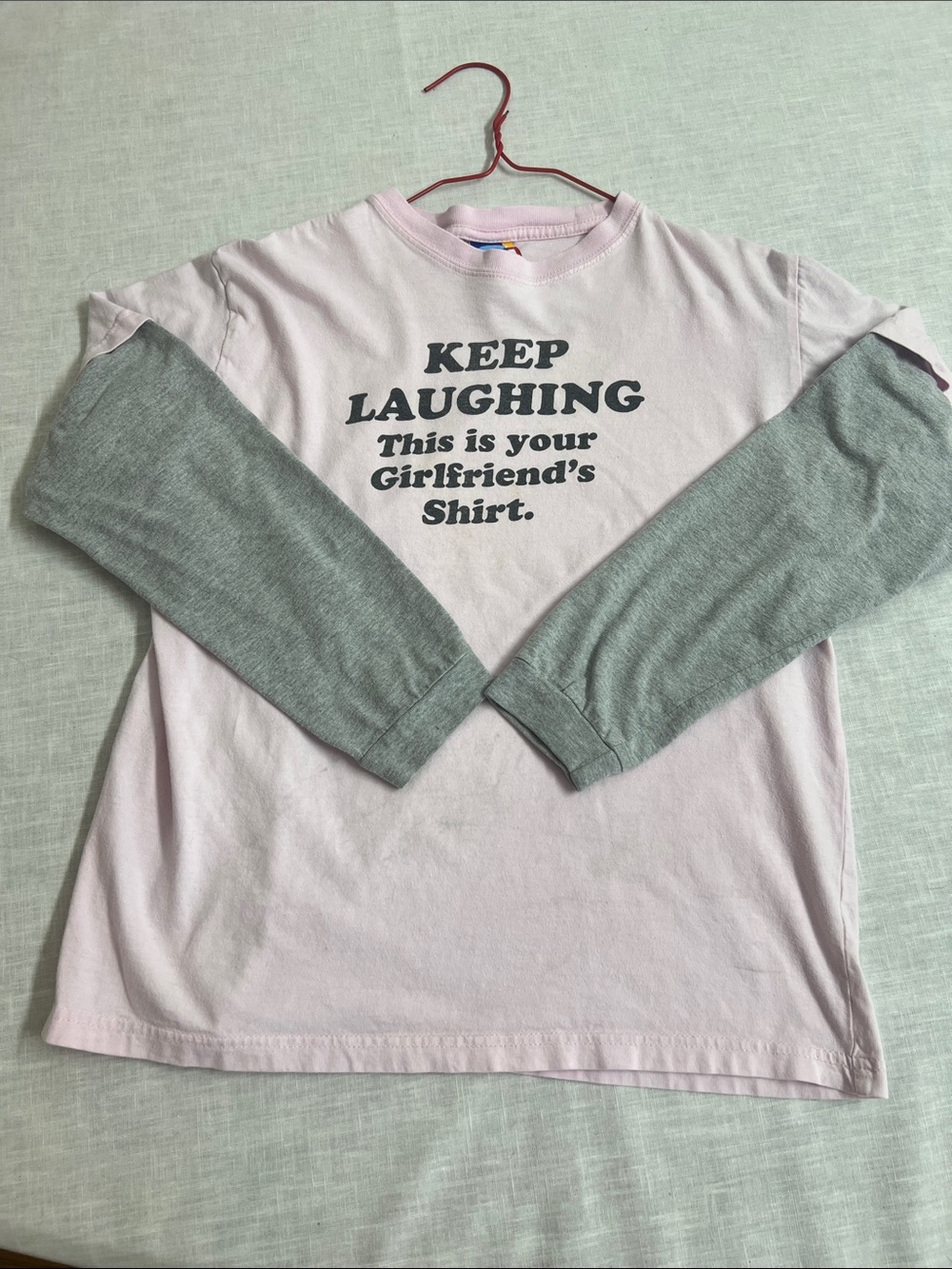 🌞 GI Apparel Vintage Unique Pink/Gray Layered-Look 2 in 1 shirt men size M - Picture 14 of 16